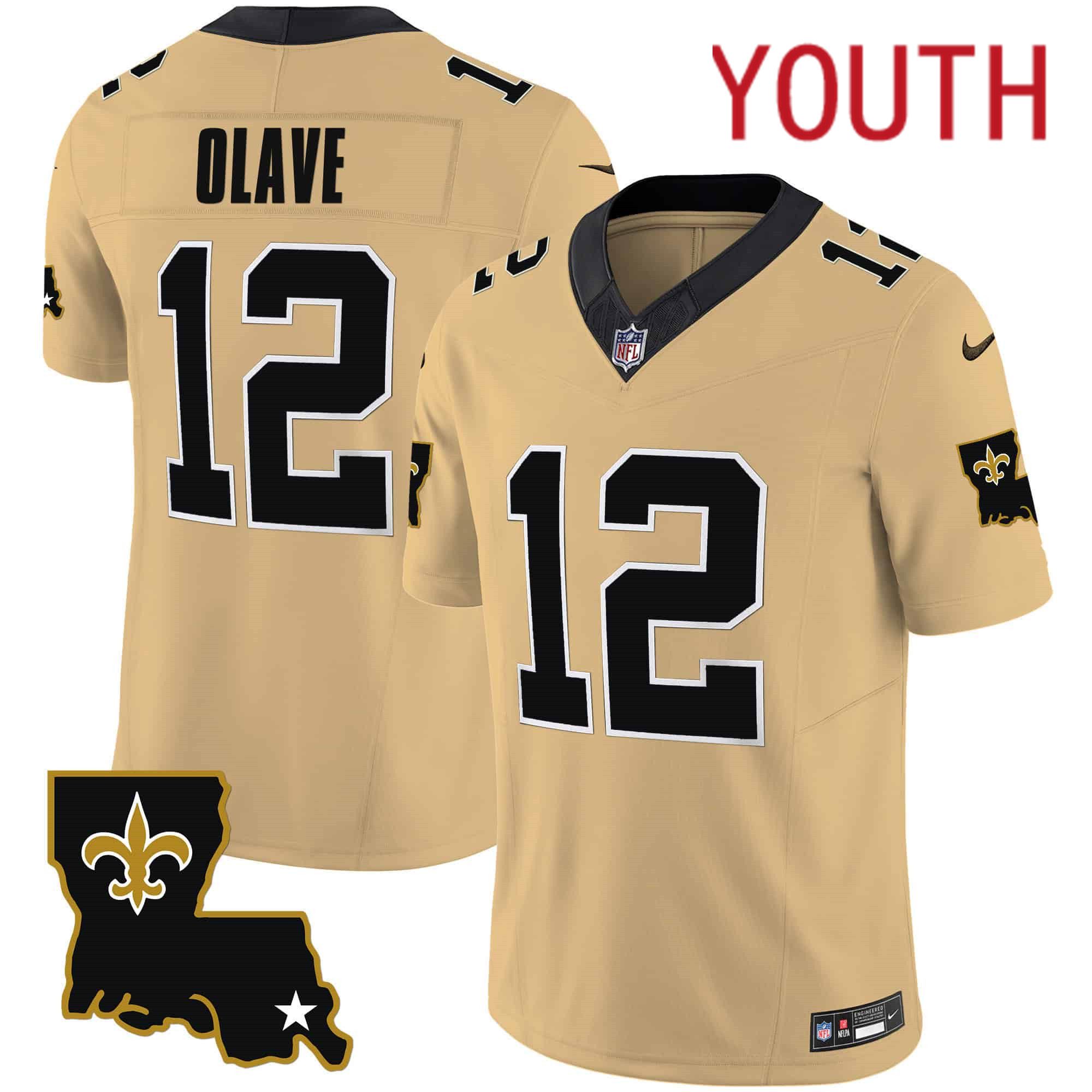 Youth New Orleans Saints #12 Olave Yellow 2024 Nike 1987 Legacy Vapor Limited NFL Jersey->customized nfl jersey->Custom Jersey